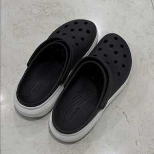 CROCS Black Clogs with White Soles